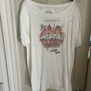 White Short Sleeve Tee with Graphic Print